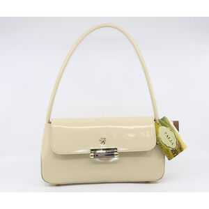 C5 New PRATESI FIRENZE Ivory Barchetta Leather Shoulder Handbag Italy R290